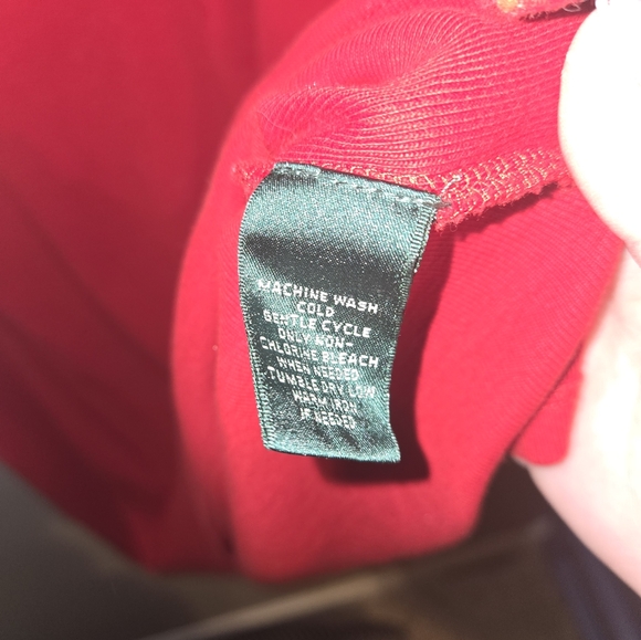 Women's Lauren Ralph Lauren Red Blouse, v-neck, side slits, faux suede trim, 3X - Picture 6 of 8